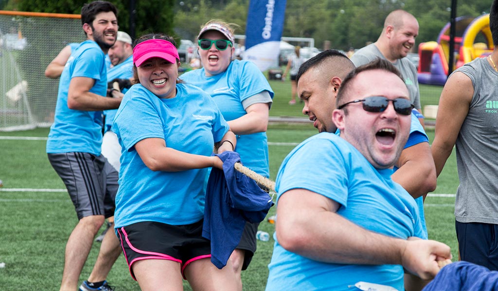 Group of VHB employees staying active at a charity sporting event.