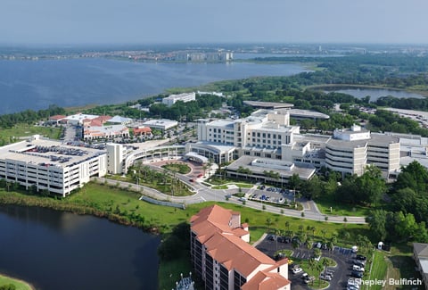 Aerial photo of Dr. P. Phillips Hospital in Orlando, Florida.