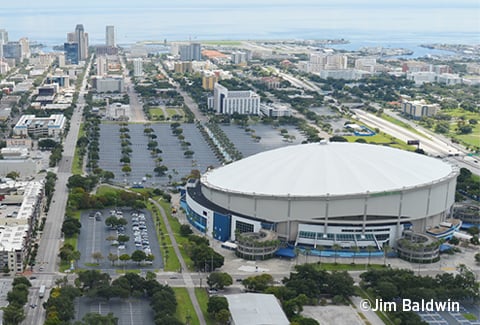 Aerial view of Tropicana Stadium site.