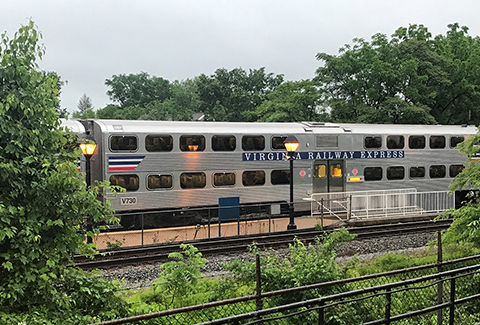 VRE train at station in Virginia