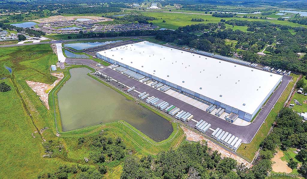 Aerial view of the Best Buy Distribution Center in Polk County, Florida.