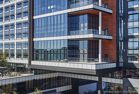 View overlooking the Partners HealthCare campus in Somerville, Massachusetts.