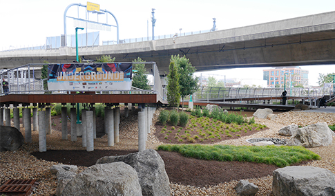 Landscaping and stormwater considerations at the Underground at Ink Block in Boston.