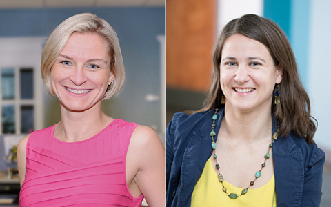 A professional headshot of two female employees wearing business attire.