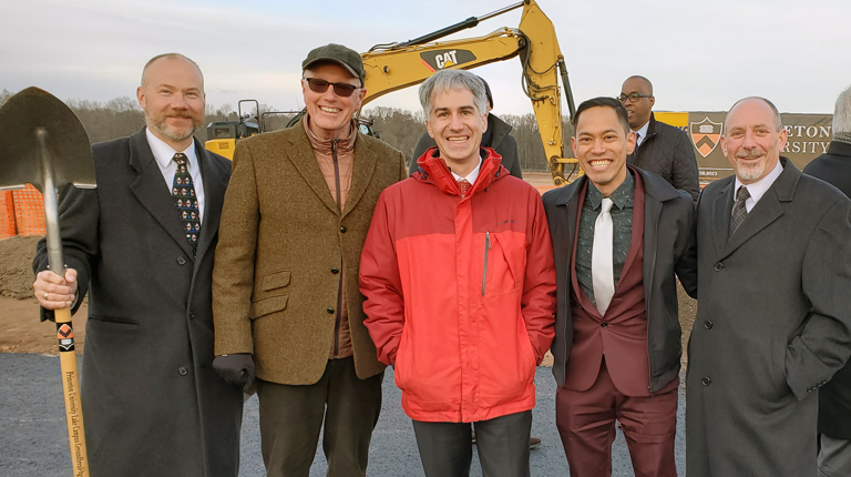 Vladimir Wonjo-Oranski, David McIntyre, Nat Grier, Andrew Cheng, and Chris Longo pose for a group shot at the groundbreaking ceremony.