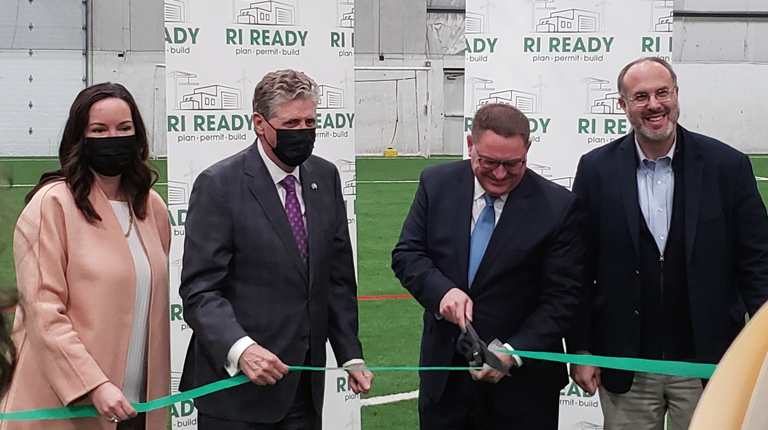 Ribbon cutting with Rhode Island officials for Rhode Island Ready program.