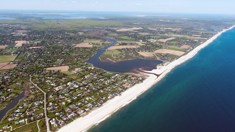 A birds-eye view of the Long Island coastline.