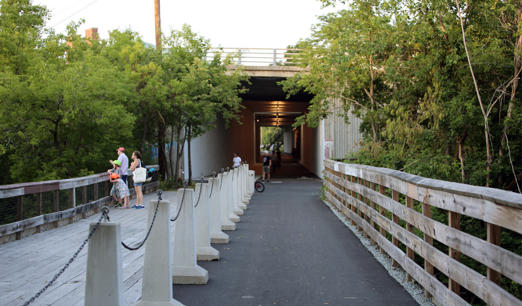 Lebanon community members enjoying a walk through the newly renovated Downtown Tunnel