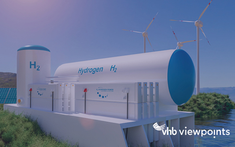 hydrogen gas for clean electricity solar and windturbine facility