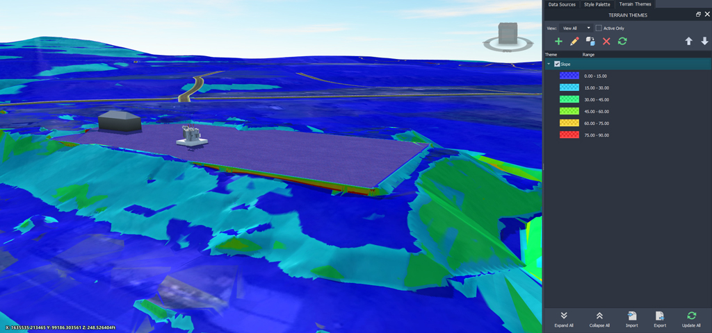 A color rendering of what an electric substation looks like using model-based design software showing layers and depth